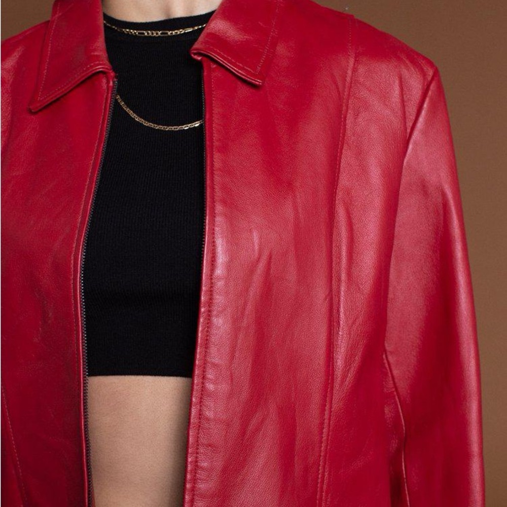 Vintage Genuine Dialogue Red Leather Jacket